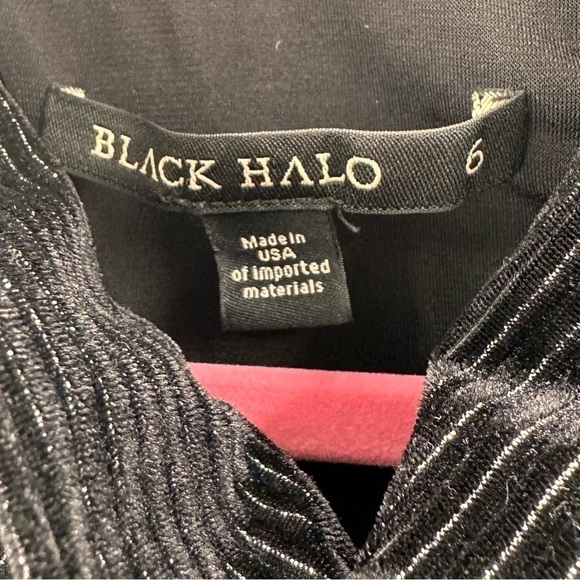 Black Halo Audrey Metallic Stripe Velvet Jumpsuit Size 6 - Picture 2 of 4